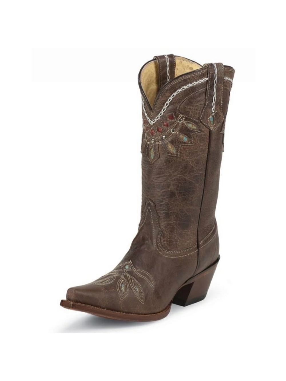 Tony Lama Brown Embroidered Western Heeled Boots